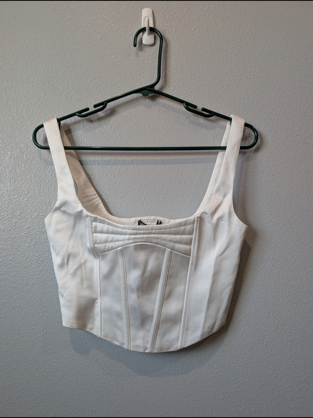 NWT Zara White Structured Square-Neck Corset Crop Top - Picture 1 of 5